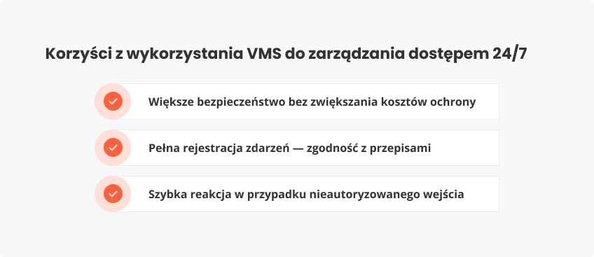 Korzyści wykorzystania VMS do zarządzania dostępem 24/7