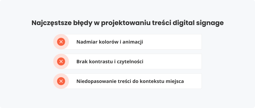 Najczęstsze błędy projektowaniu treści digital signage