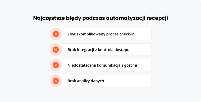 Najczęstsze podczas automatyzacji recepcji