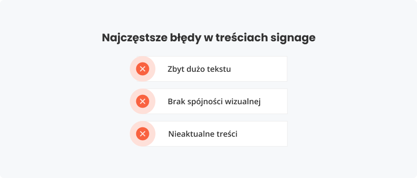 Najczęstsze błędy treściach signage